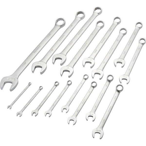 Tools 16Pcs SAE Combo Wrench Set, Contractor Series, Satin, 1/4"-1-1/4"